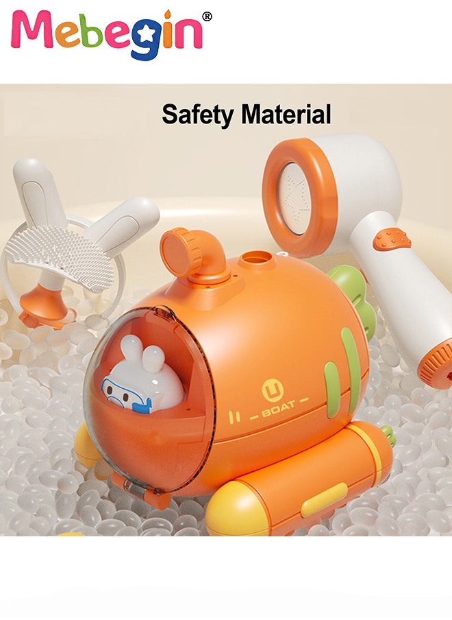 MEBEGIN - 5 Pcs Electric Radish Submarine Shower Set, Submarine Spray Station with Hand Shower, Automatic Water Spray Bath Toy, Durable Safe Baby Bath Toy, Portable Camping Shower Pump for Kids, in Bathtub or Sink - Image 1