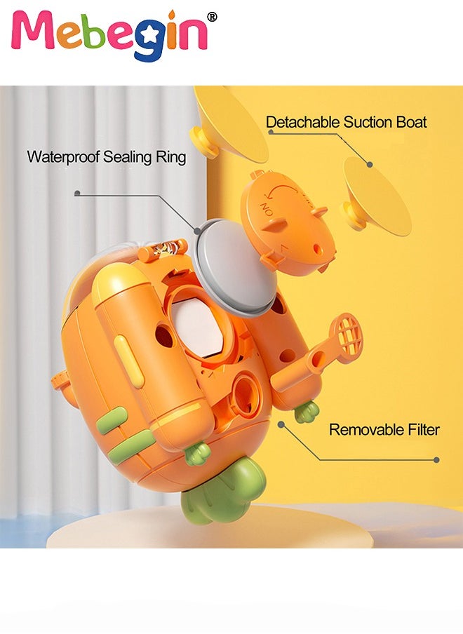 MEBEGIN - 5 Pcs Electric Radish Submarine Shower Set, Submarine Spray Station with Hand Shower, Automatic Water Spray Bath Toy, Durable Safe Baby Bath Toy, Portable Camping Shower Pump for Kids, in Bathtub or Sink - Image 1