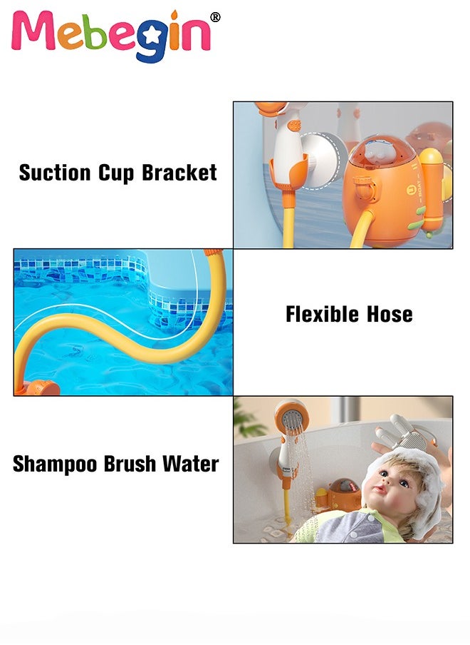 MEBEGIN - 5 Pcs Electric Radish Submarine Shower Set, Submarine Spray Station with Hand Shower, Automatic Water Spray Bath Toy, Durable Safe Baby Bath Toy, Portable Camping Shower Pump for Kids, in Bathtub or Sink - Image 1
