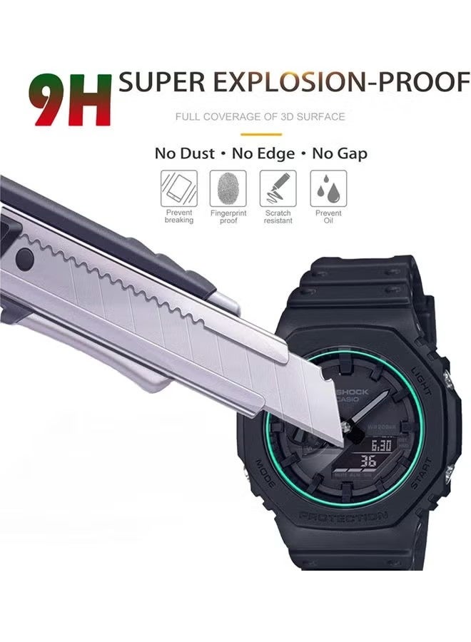 Screen Protector for Casio G-SHOCK GA-2100 GA-B2100 GA-2000 GM-2100 Smartwatch, High Definition Anti-Scratch Bubble Free Clear Tempered Glass Protective Film - Image 2