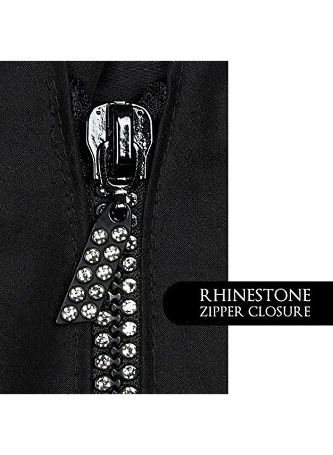Betty Dain Glitz Rhinestone Zipper Salon Stylist Vest Rhinestone Closure And Iridescent Fabric Vneckline Adjustable Belt Pockets With Zippered Bottoms Water Resistant Lightweight Black Xl  - Image 5