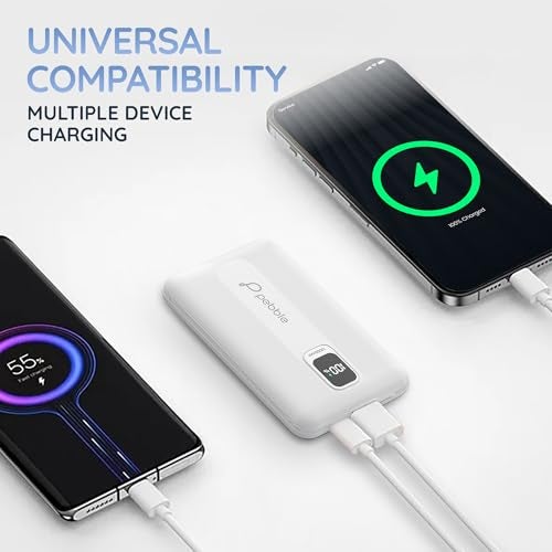Pebble Rapid Air 22W Fast Charging Power Bank | Compact & Lightweight | Digital Display | Type-C & USB Outputs | 10-Way Circuit Protection - White - Image 4