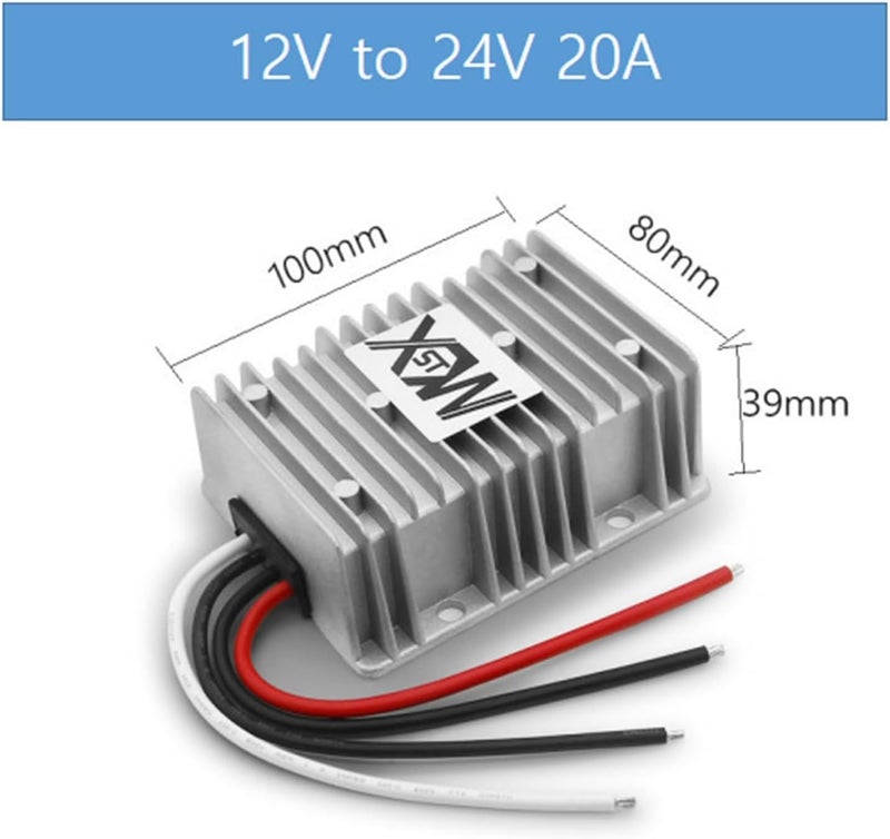 to Converter 12V to 24V 1A 3A 5A 10A 12A 15A 20A Step Up Boost 12 Volts 24 Volts Car Power Supply(20A Aluminum) - Image 2