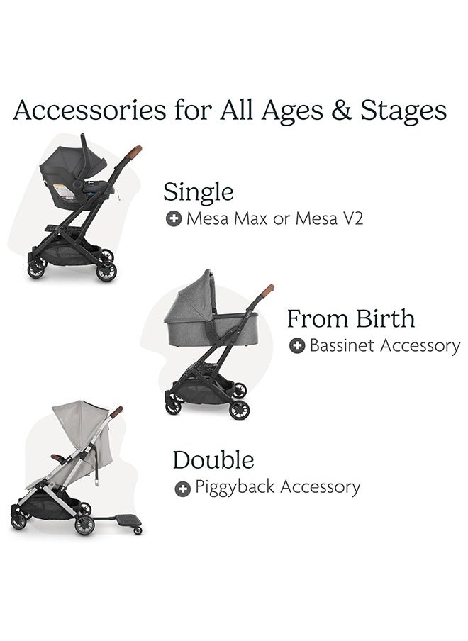 UPPAbaby Minu V2 Stroller - Stella - Grey Melange, Silver Frame, Chestnut Leather  - Image 5