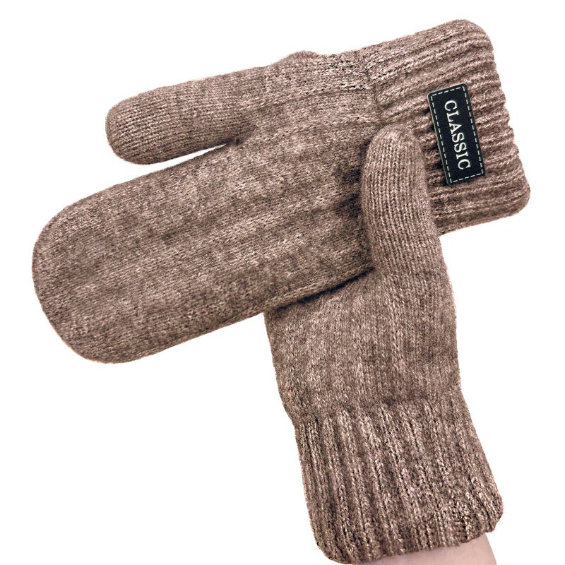 Beurlike Winter Mittens Gloves for Women Warm Fleece Lining Knit Thick Gloves for Cold Weather(Coffee) - Image 1