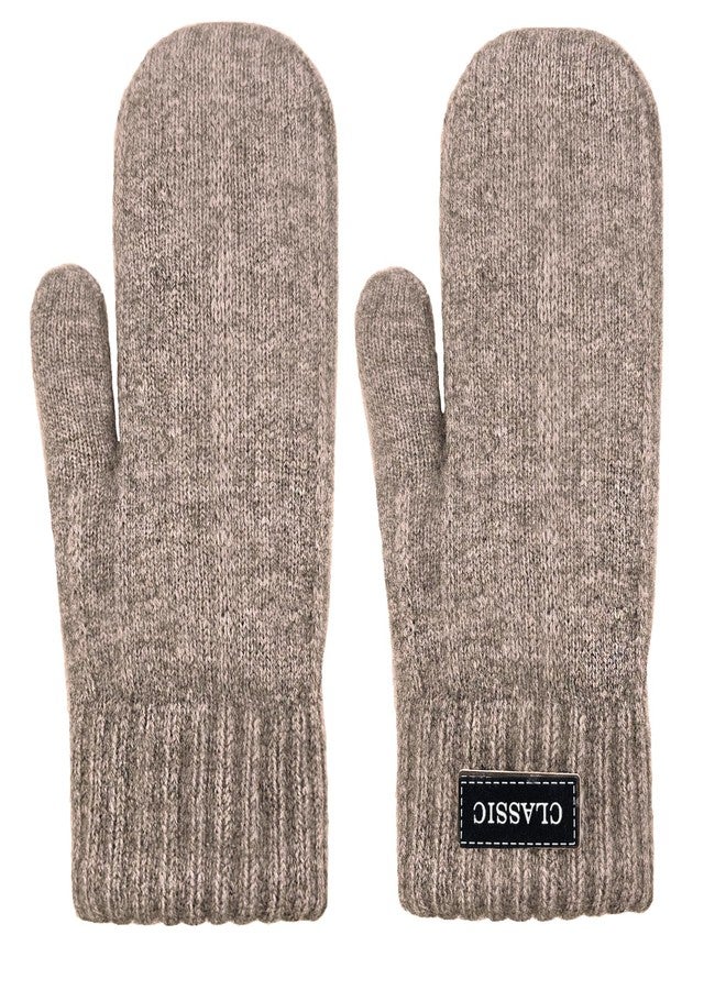 Beurlike Winter Mittens Gloves for Women Warm Fleece Lining Knit Thick Gloves for Cold Weather(Coffee) - Image 4