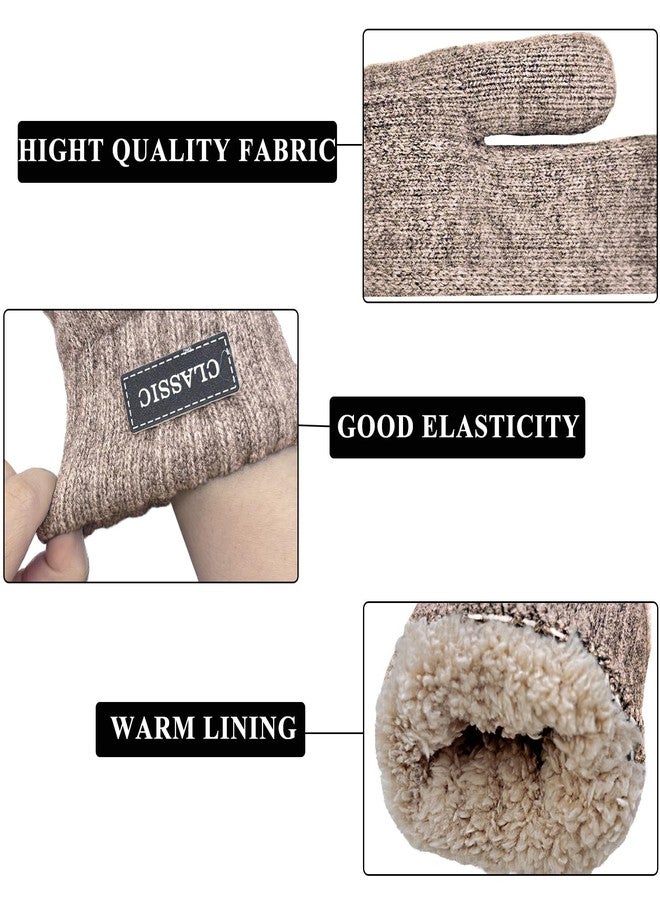 Beurlike Winter Mittens Gloves for Women Warm Fleece Lining Knit Thick Gloves for Cold Weather(Coffee) - Image 3