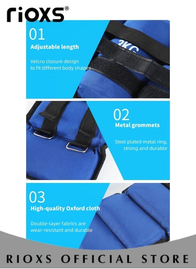 RIOXS - 2 Pair Sandbag for Leg Weights and Wrist Weights with Adjustable Strap for Fitness Resistance Training Running Training Exercise Gym Running SandBag - Image 1