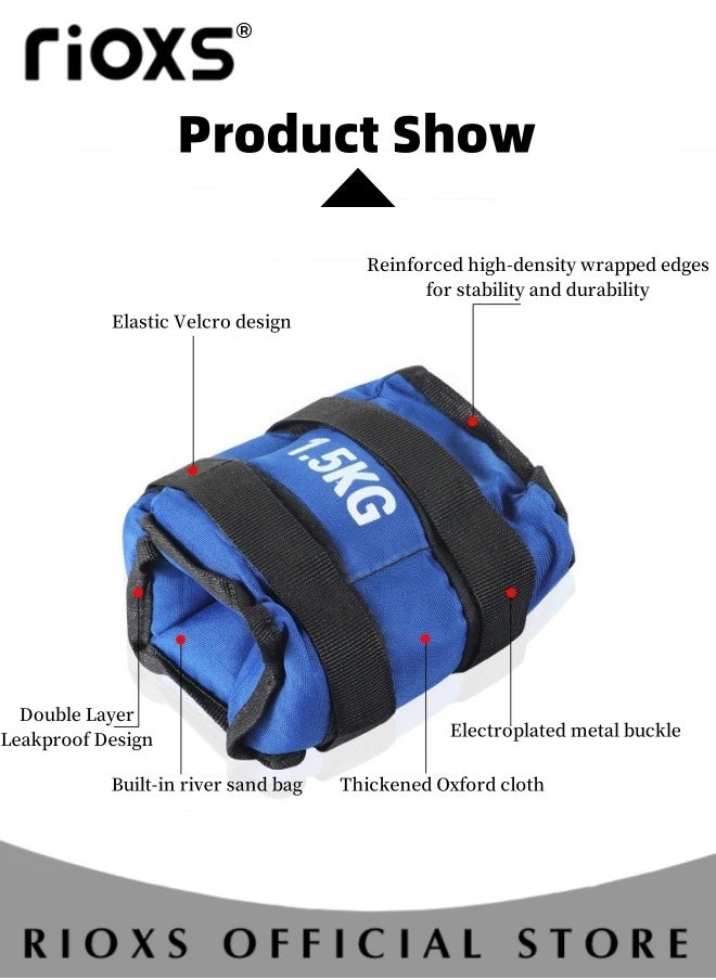 RIOXS 2 Pair Sandbag for Leg Weights and Wrist Weights with Adjustable Strap for Fitness Resistance Training Running Training Exercise Gym Running SandBag  - Image 4