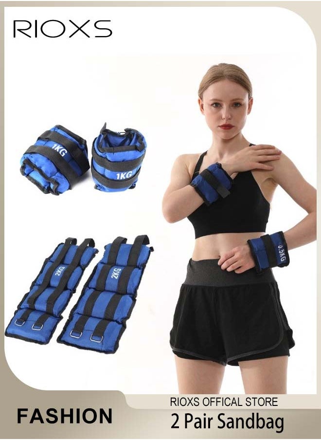 RIOXS 2 Pair Sandbag for Leg Weights and Wrist Weights with Adjustable Strap for Fitness Resistance Training Running Training Exercise Gym Running SandBag  - Image 1