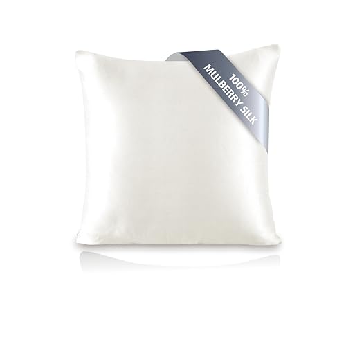 townssilk Both Side 100 19mm Silk Pillowcase 65x65cm Pillow Case Cushion Cover with Hidden Zipper Naturalwhite