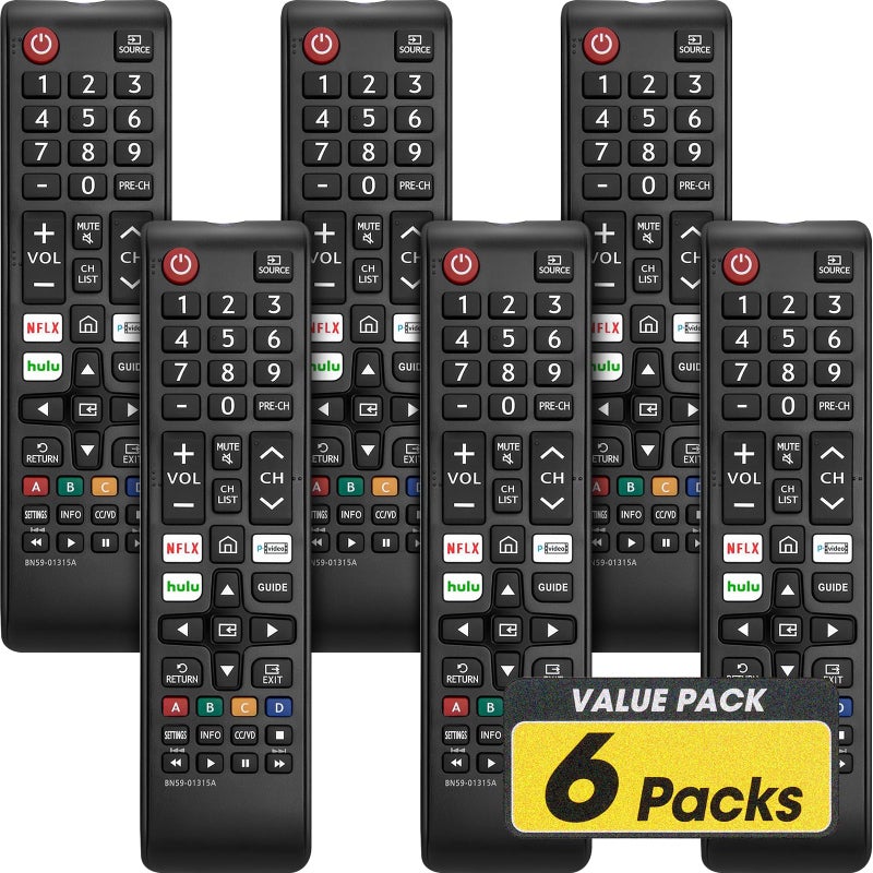 YesBes 6 Pack Remote for All Samsung TV Remote, Replacement Compatible with All Samsung Smart TVs, Series TVs, LCD, LED, 3D, HDTV - Image 1