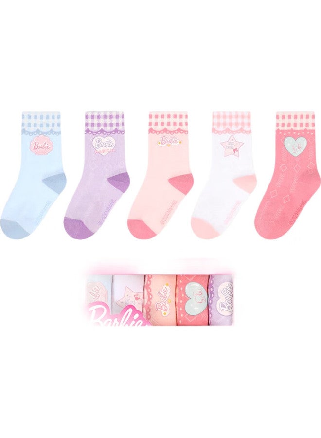 Barbie Children'S Socks Girls' Spring And Autumn Mid-Tube Cotton Socks For Big Kids Autumn And Winter Girls High Elastic Comfortable Breathable Boneless Student Socks - Image 3
