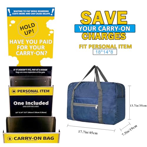 Beurlike For Spirit Airlines Personal Item Bag 18x14x8 Foldable Carry on Bags for Airplanes Travel Duffel Bags for Women and MenNavy - Image 3
