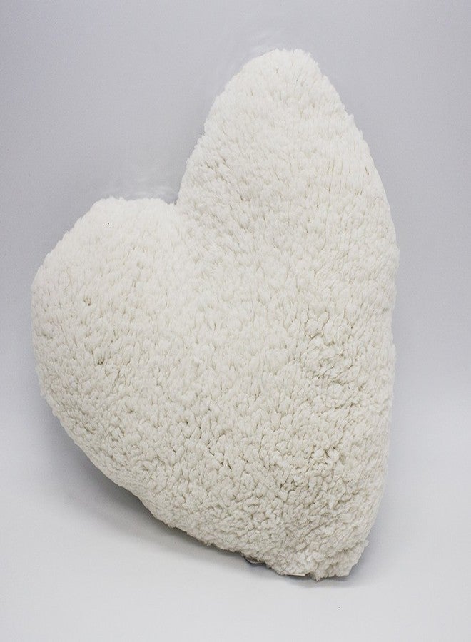 Fennco Styles Sequin and Sherpa Decorative Throw Pillow Shimmering Heart Shaped Accent Pillow 13" W X 14" L - Silver Cushion for Holiday, Couch, Living Room Decor and Valentine's Day - Image 3