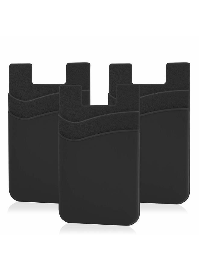 Senose Cell Phone Wallet, Silicone Adhesive Stick-on Phone Card Holder for Credit Card,Id Holder Wallet Pouch Sleeve Pocket Compatible for iPhone|Samsung Galaxy|Any Smartphone Pack of 3 - Image 1