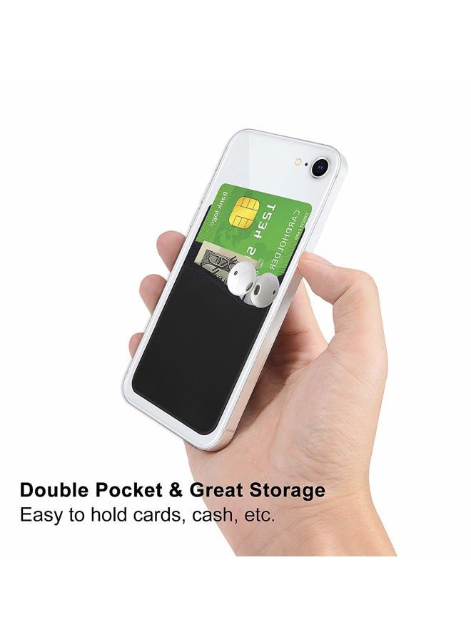 Senose Cell Phone Wallet, Silicone Adhesive Stick-on Phone Card Holder for Credit Card,Id Holder Wallet Pouch Sleeve Pocket Compatible for iPhone|Samsung Galaxy|Any Smartphone Pack of 3 - Image 4