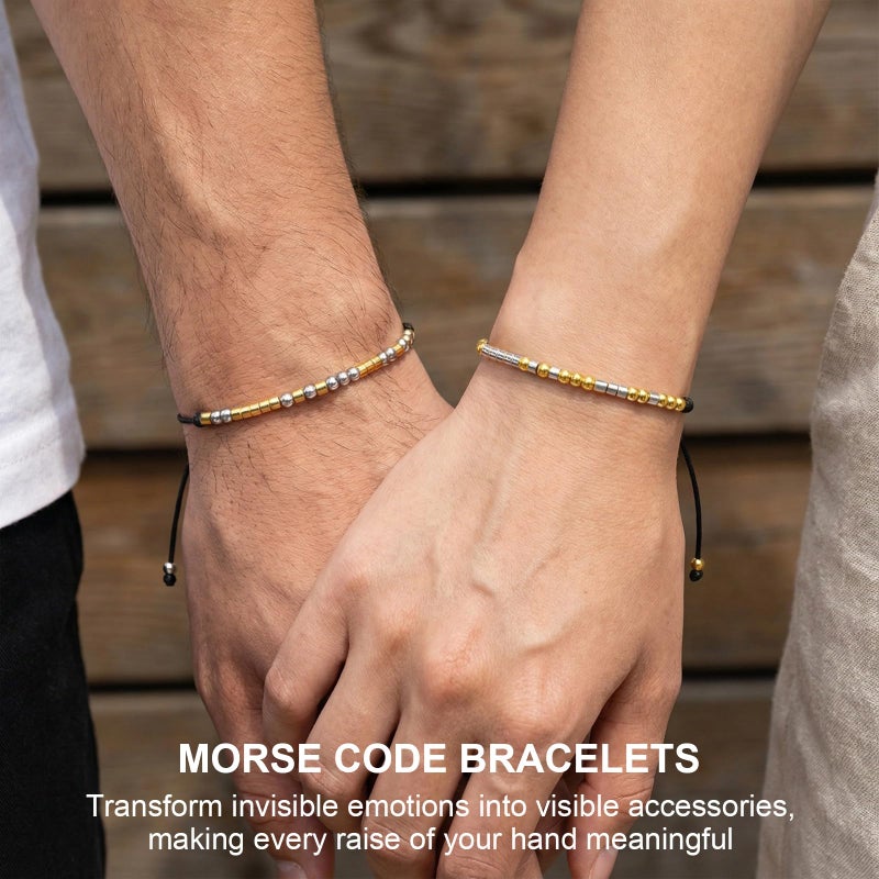 HyperFun Matching Bracelets for Couples - I Love You Morse Code Couple Bracelet - Friendship Relationship Gifts For Women Her Him Boyfriend Girlfriend Friend Mother Valentines Day - Image 5