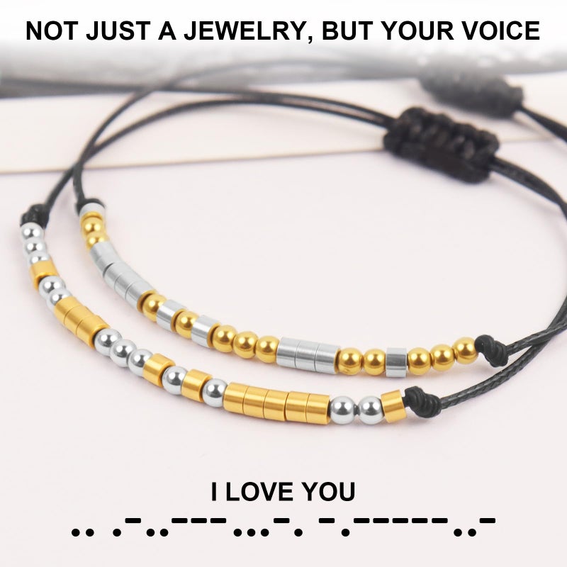 HyperFun Matching Bracelets for Couples - I Love You Morse Code Couple Bracelet - Friendship Relationship Gifts For Women Her Him Boyfriend Girlfriend Friend Mother Valentines Day - Image 4