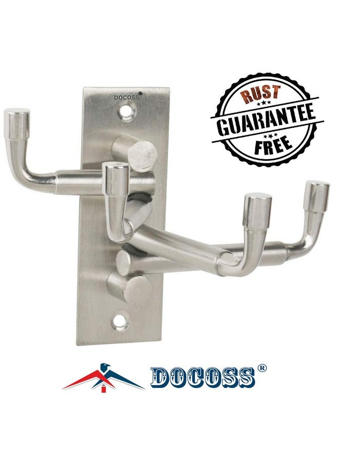DOCOSS Stainless Steel Flexible 4 Pin Hooks and Cloth Hanger for Wall, Bathroom & Door, Pack of 3, Silver - Image 2