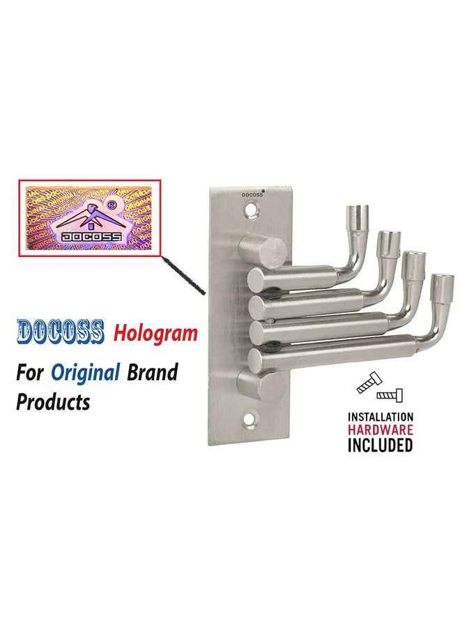 DOCOSS Stainless Steel Flexible 4 Pin Hooks and Cloth Hanger for Wall, Bathroom & Door, Pack of 3, Silver - Image 5