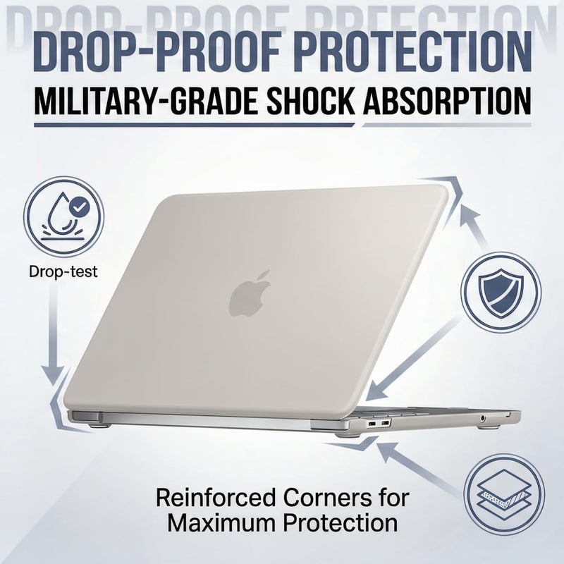 سيفن لاين متوافق مع حافظة MacBook Neo 13 بوصة 2026 موديل A3404، غطاء صلب وغطاء لوحة مفاتيح قابل للغسل، حافظة واقية نحيفة مقاومة للخدش والسقوط للاستخدام اليومي والسفر، رمادي حجري - Image 2