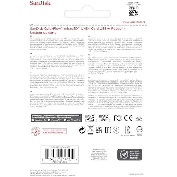 rayihni قارئ/كاتب بطاقة QUICKFLOW MICROSD UHS-I USB-A، بسرعة قراءة تصل إلى 250MB/s وسرعة كتابة تصل إلى 150MB/s، USB 3.2 GEN 1 - Image 3