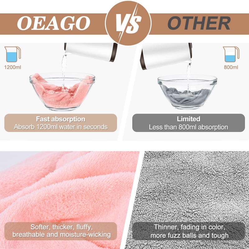 Oeago Microfiber Hair Towel For Women: Christmas Stocking Stuffers For Women Teen Girls Kids Drying Wrap Towels For Curly Hair Head Accessories 3 Pacs Anti Frizz Mom Gifts - Image 2