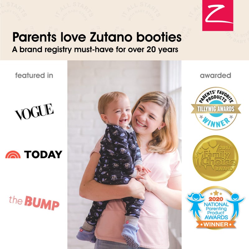Zutano Unisex Organic Cotton Baby Booties With Gripper Soles, True Navy, 24M - Image 4