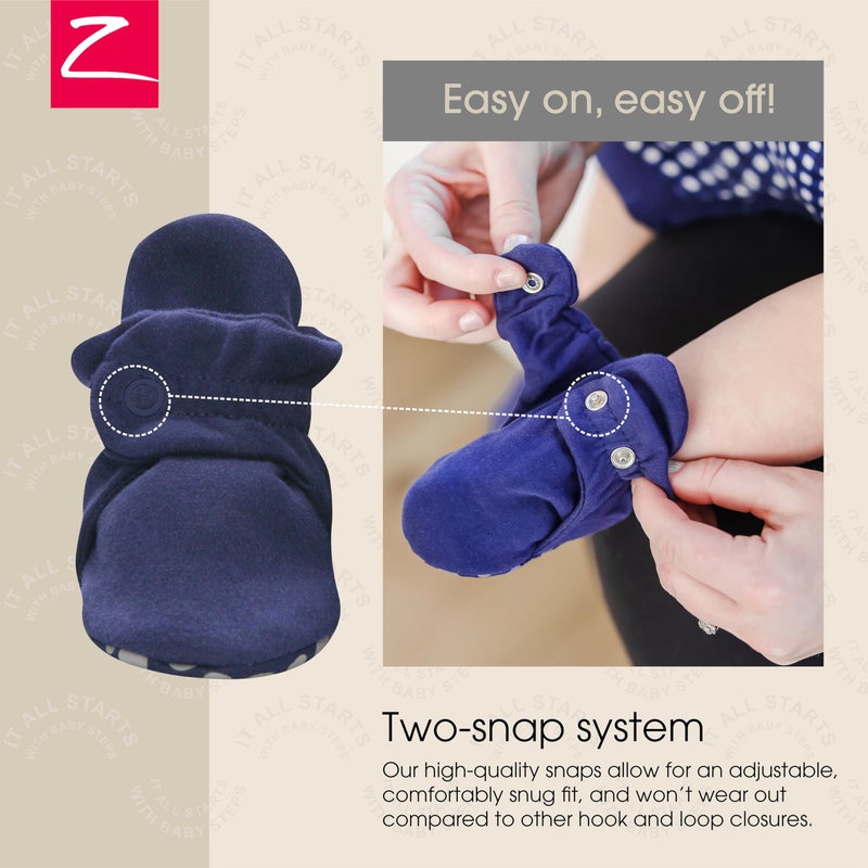 Zutano Unisex Organic Cotton Baby Booties With Gripper Soles, True Navy, 24M - Image 3