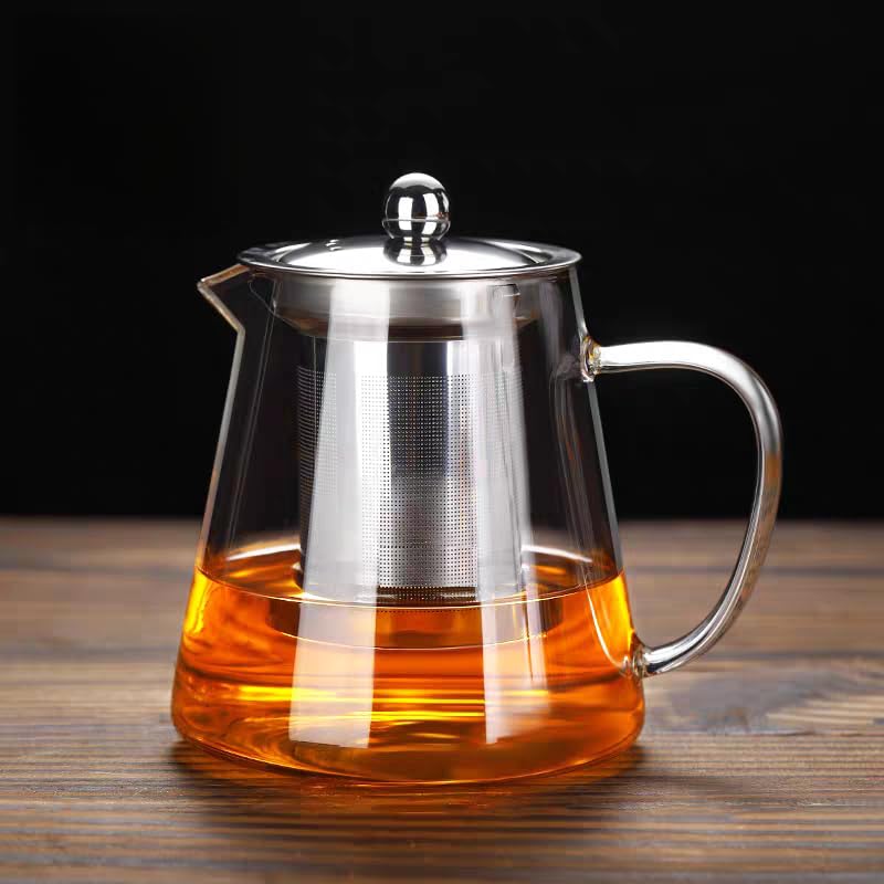 Newraturner Mini Size Glass Teapot Tea Kettle-with Stainless Steel Removable Infuser for Blooming Tea & Loose Leaf Tea, Microwave & Stovetop Safe, 950ML/32oz (L-950) - Image 1