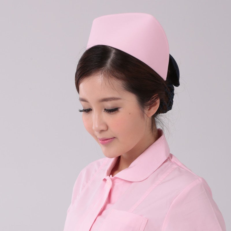 Yilong nurse cap white free size thickened dovetail cap hospital health school blue pink bar hat White - Image 1
