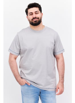 Men Crew Neck Short Sleeves Plain T-Shirt, Grey