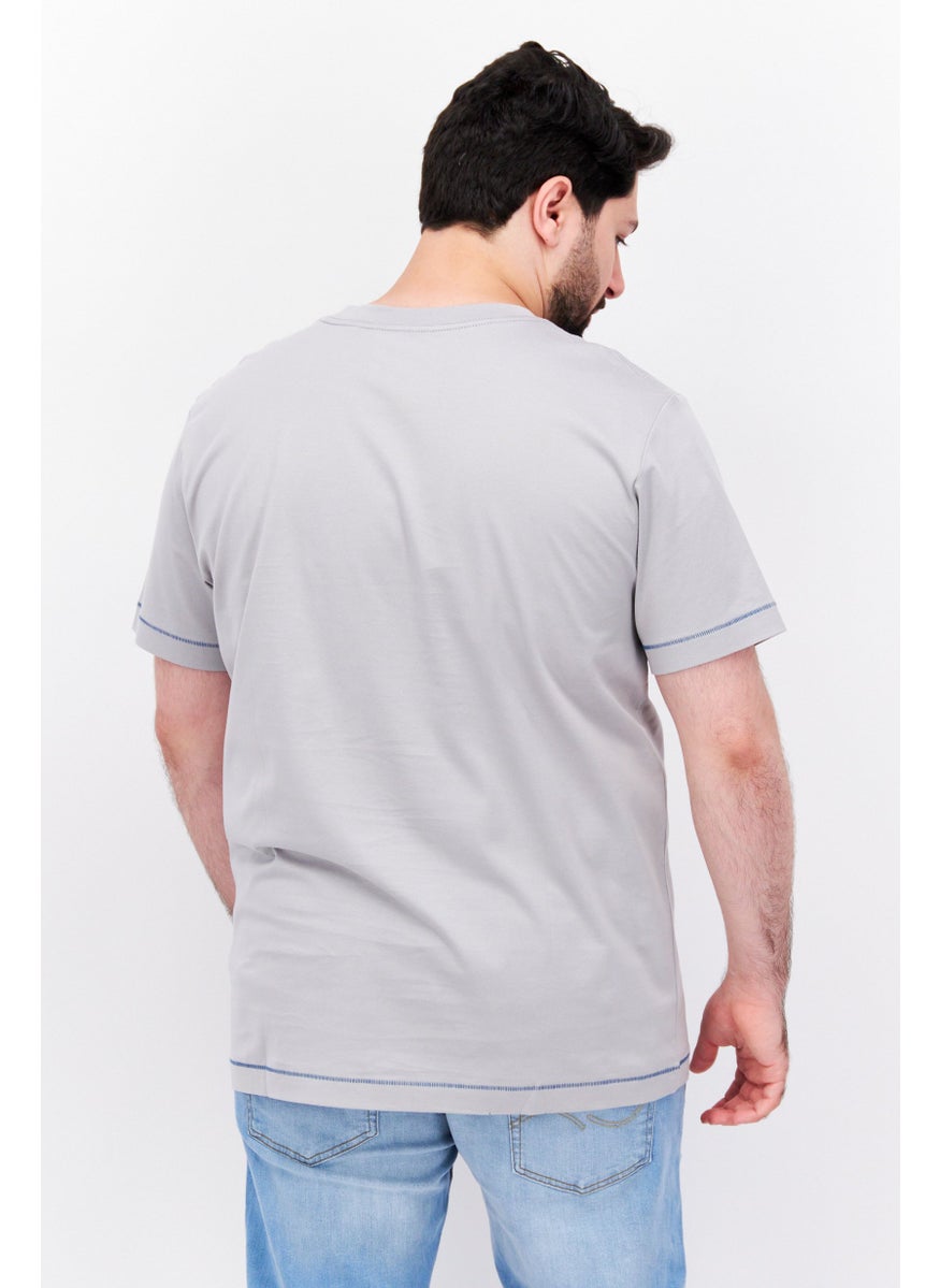 ESPRIT - Men Crew Neck Short Sleeves Plain T-Shirt, Grey - Image 1