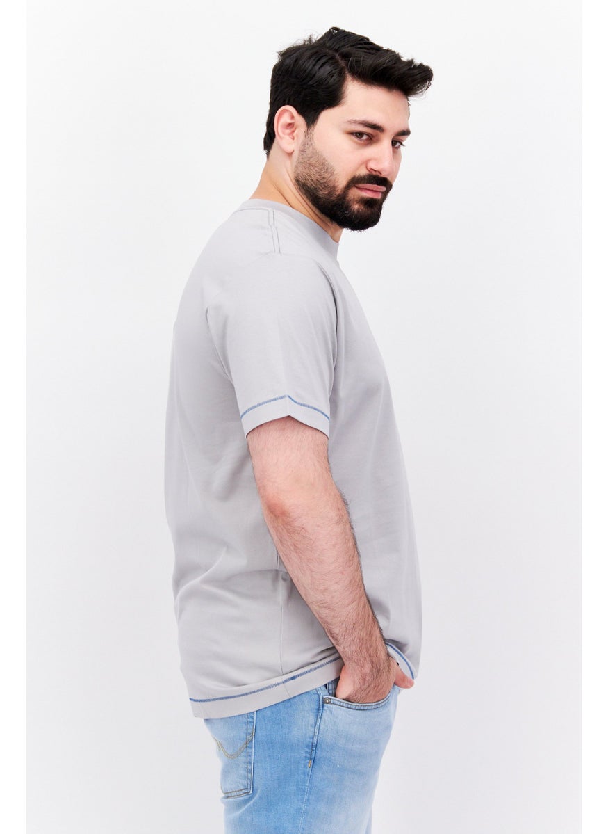 ESPRIT - Men Crew Neck Short Sleeves Plain T-Shirt, Grey - Image 1