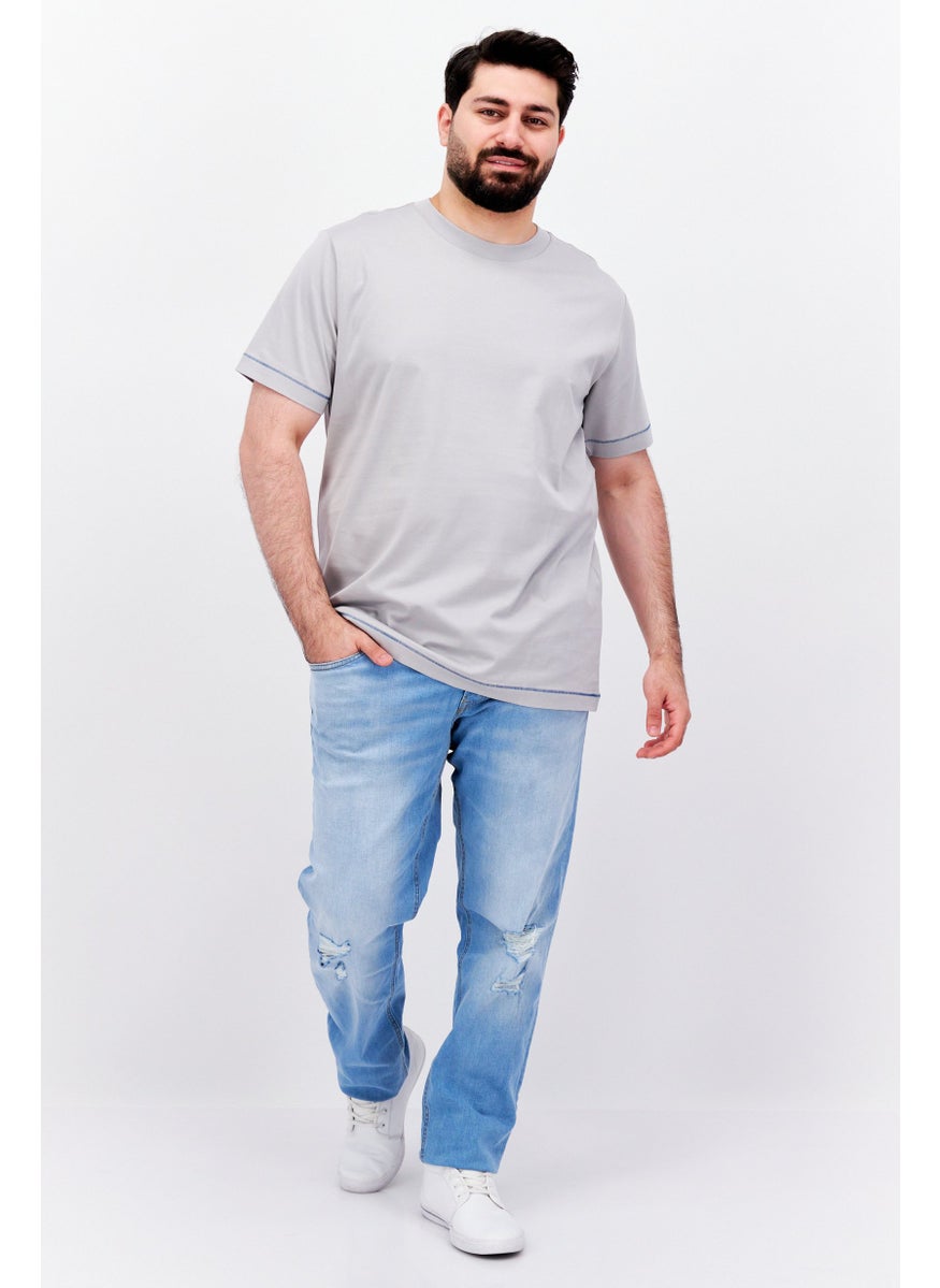 ESPRIT - Men Crew Neck Short Sleeves Plain T-Shirt, Grey - Image 1