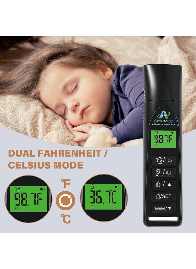 Amplim Amplim Baby Thermometer | 3-in-1 Infrared Thermometer for Ear, Forehead & Touchless, FSA/HSA Eligible Accurate Fever Thermometer for Baby, Infants, Toddlers, Kids & Adults | Black Base Stand & Clock  - Image 5
