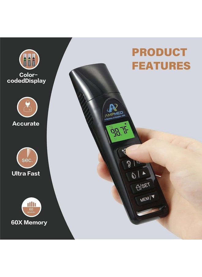 Amplim Amplim Baby Thermometer | 3-in-1 Infrared Thermometer for Ear, Forehead & Touchless, FSA/HSA Eligible Accurate Fever Thermometer for Baby, Infants, Toddlers, Kids & Adults | Black Base Stand & Clock  - Image 3