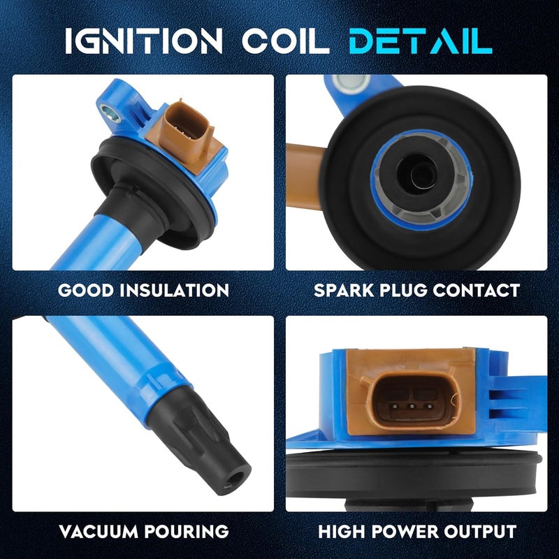 lacarier Blue Set of 6 Ignition Coil Pack for Ford and Lincoln Vehicles - Image 2