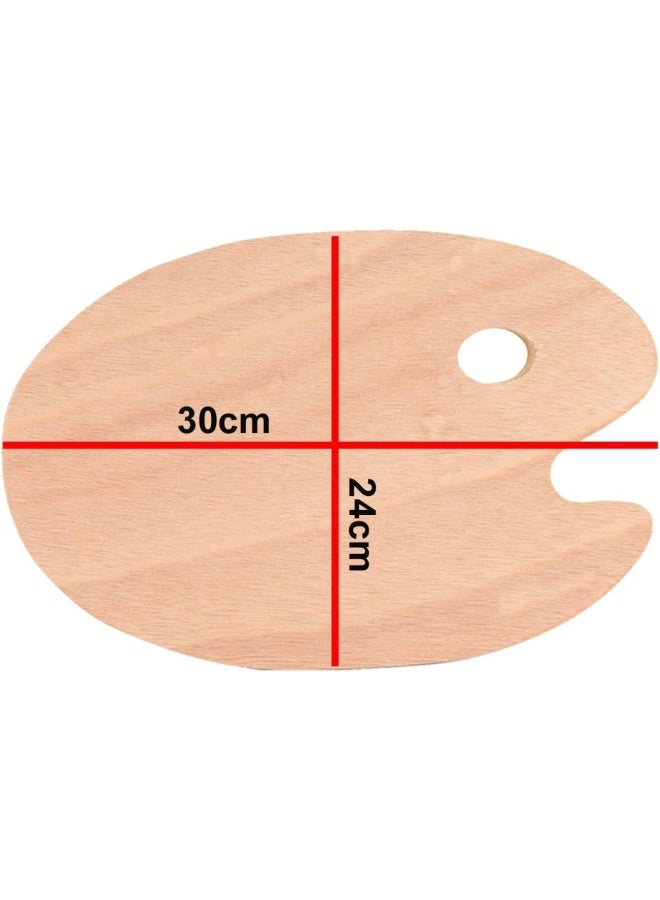 Premify 3 Pieces Paint Palettes, Wooden + Acrylic + Plastic 17 Wells Palette Set, Artist Pallete With Thumb Hole, Lightweight Smooth Oval Professional Painting Pallettes Mixing Tray For Adults Kids Artists - Image 3