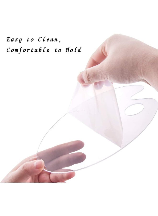 Premify 3 Pieces Paint Palettes, Wooden + Acrylic + Plastic 17 Wells Palette Set, Artist Pallete With Thumb Hole, Lightweight Smooth Oval Professional Painting Pallettes Mixing Tray For Adults Kids Artists - Image 5