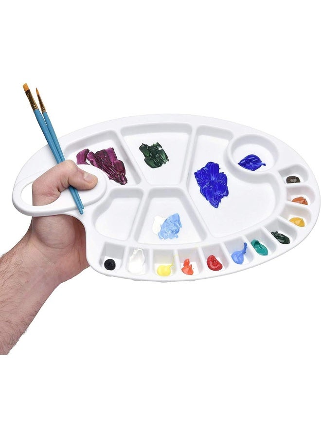 Premify 3 Pieces Paint Palettes, Wooden + Acrylic + Plastic 17 Wells Palette Set, Artist Pallete With Thumb Hole, Lightweight Smooth Oval Professional Painting Pallettes Mixing Tray For Adults Kids Artists - Image 4
