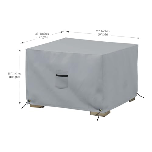 Covers & All Covers All Square Ottoman Cover Heavy Duty 18 Oz Waterproof UV Weather Resistant Patio Garden Furniture Stool Protector Indoor Outdoor with Air Vents Drawstrings 23 L x 23 W x 18 H Gray - Image 3