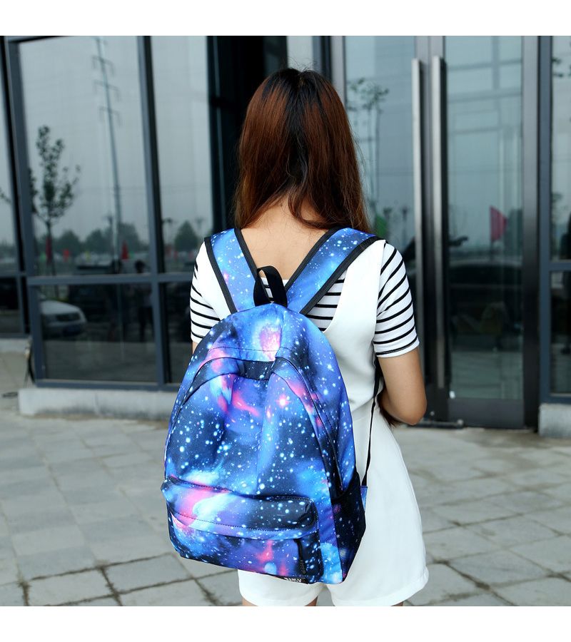 Casual Canvas Backpack Large Capacity Lightweight Travel Laptop Bag Random Color - Image 3