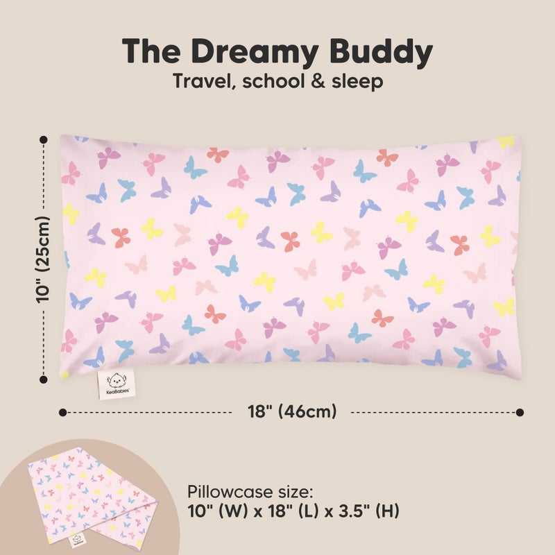 KeaBabies Toddler Pillow with Pillowcase - 10x18 My Little Dreamy Kids Travel Bed Pillows for Sleeping, Organic Cotton Small Pillowcase, Soft & Breathable, Machine Washable, Toddlers 2-5 years old (Flutter) - Image 3