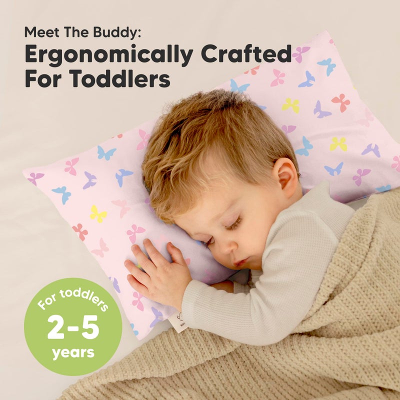 KeaBabies Toddler Pillow with Pillowcase - 10x18 My Little Dreamy Kids Travel Bed Pillows for Sleeping, Organic Cotton Small Pillowcase, Soft & Breathable, Machine Washable, Toddlers 2-5 years old (Flutter) - Image 2