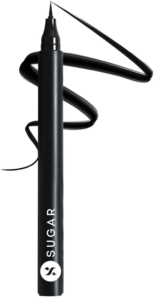 شوجر كوزماتيكس Wingman Waterproof Microliner01 I'Ll Be Black (Black) Micro Precision Tip, Jet-Black Formula, Smudgeproof, Multi