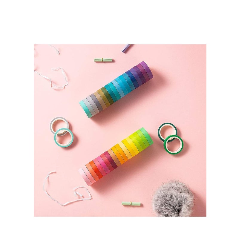 SOLARAE Washi Tape Set, Colored Decorative Masking Tapes, 40 Rolls Painters Tape, Art Supplies for Kids Children and Gifts Warpping - Image 4