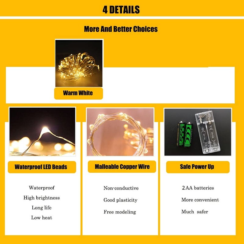 MLD MLD Fairy String Lights 2 AA Battery Operated 3M 30 LED Christmas Flexible Copper Wire Waterproof Lights for Party 3 Mtr 30LED Warm WhitePack of 1  - Image 3