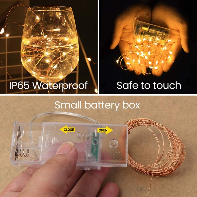 MLD MLD Fairy String Lights 2 AA Battery Operated 3M 30 LED Christmas Flexible Copper Wire Waterproof Lights for Party 3 Mtr 30LED Warm WhitePack of 1  - Image 4